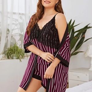 Cami Top & Shorts & Robe Set